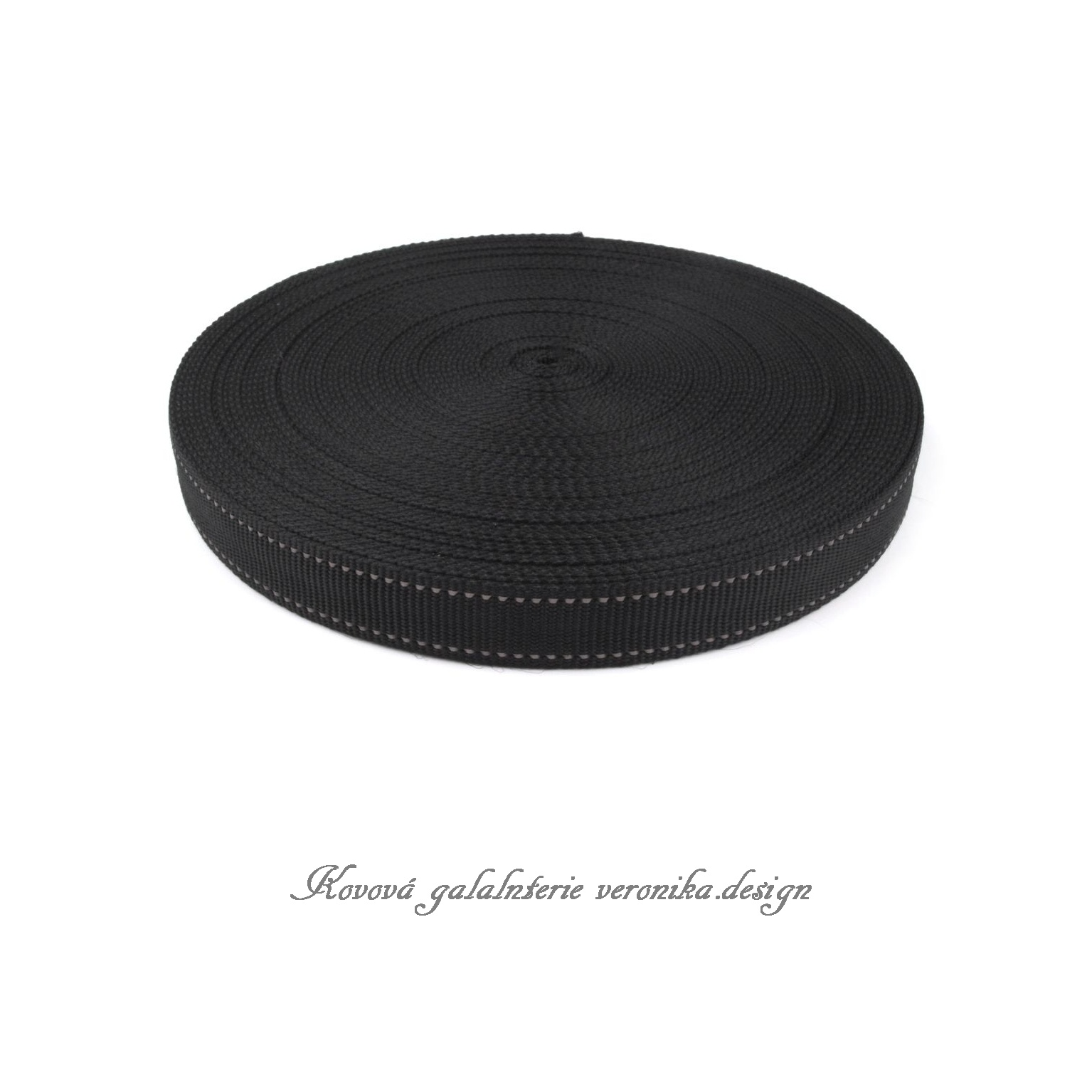 Popruh 30mm - černý s reflexním prošitím